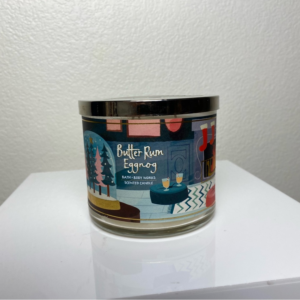 NWT BBW Butter Rum Eggnog 3-Wick Candle Holiday Scent - Picture 2 of 6